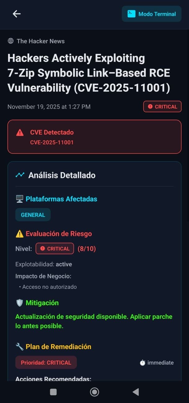 Artículo en CyberUpdate con el resumen hecho en el teléfono