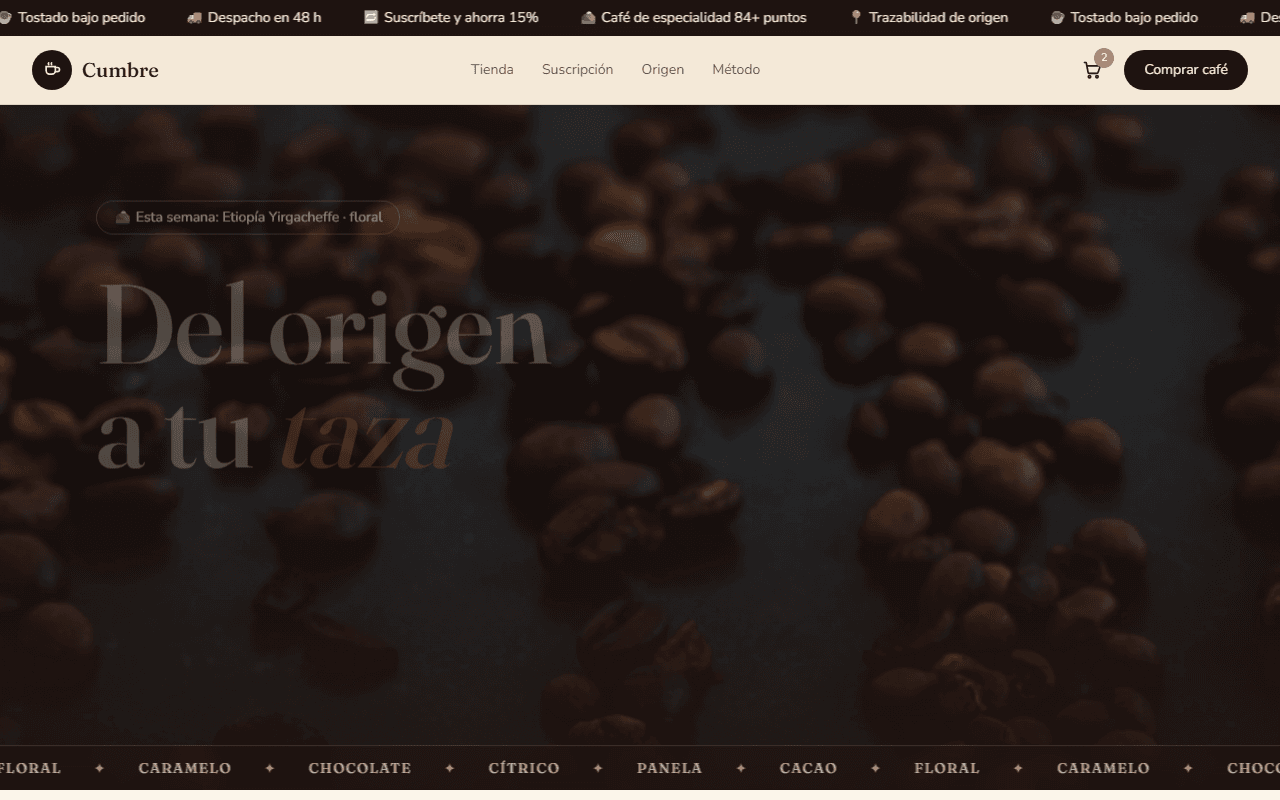 Plantilla Cumbre — Café de Especialidad