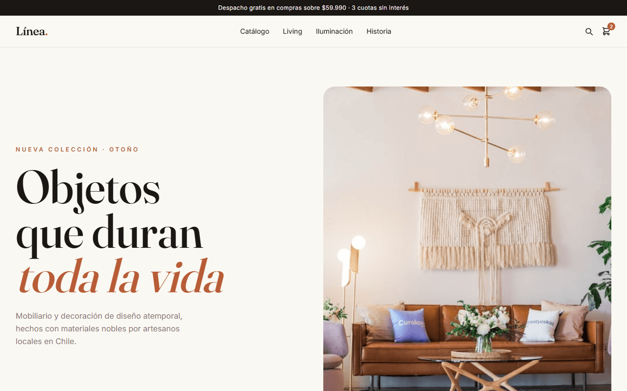 Vista previa de la plantilla E-commerce Minimalista — diseño web e-commerce