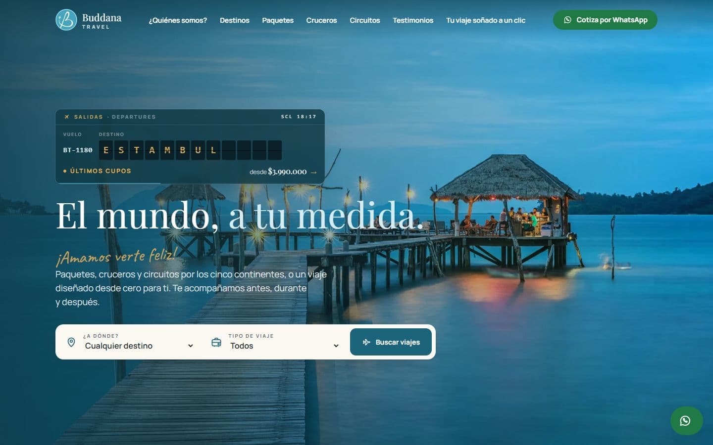 Sitio web de Buddana Travel — Agencia de viajes