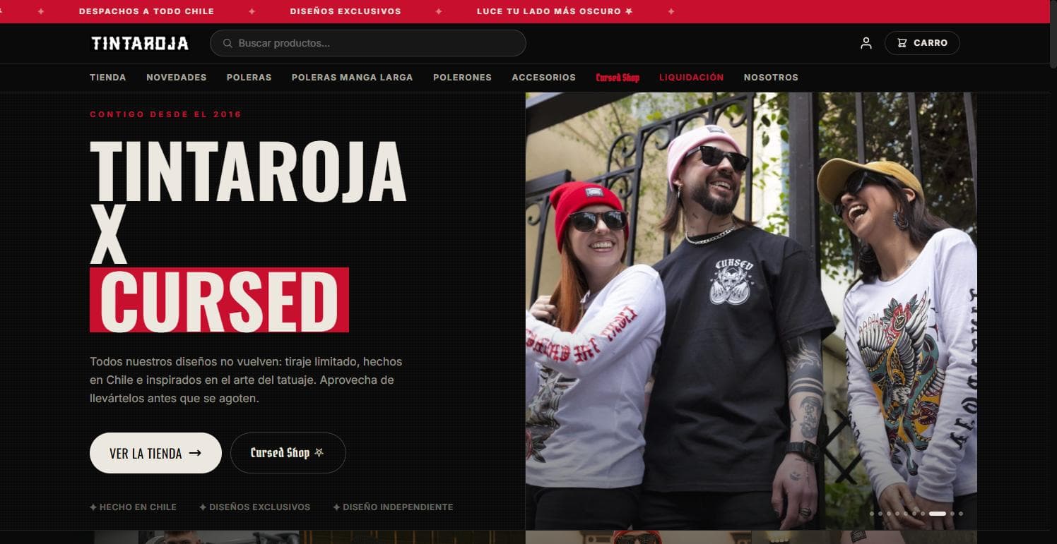 Sitio web de Tinta Roja — Moda urbana / Tienda online