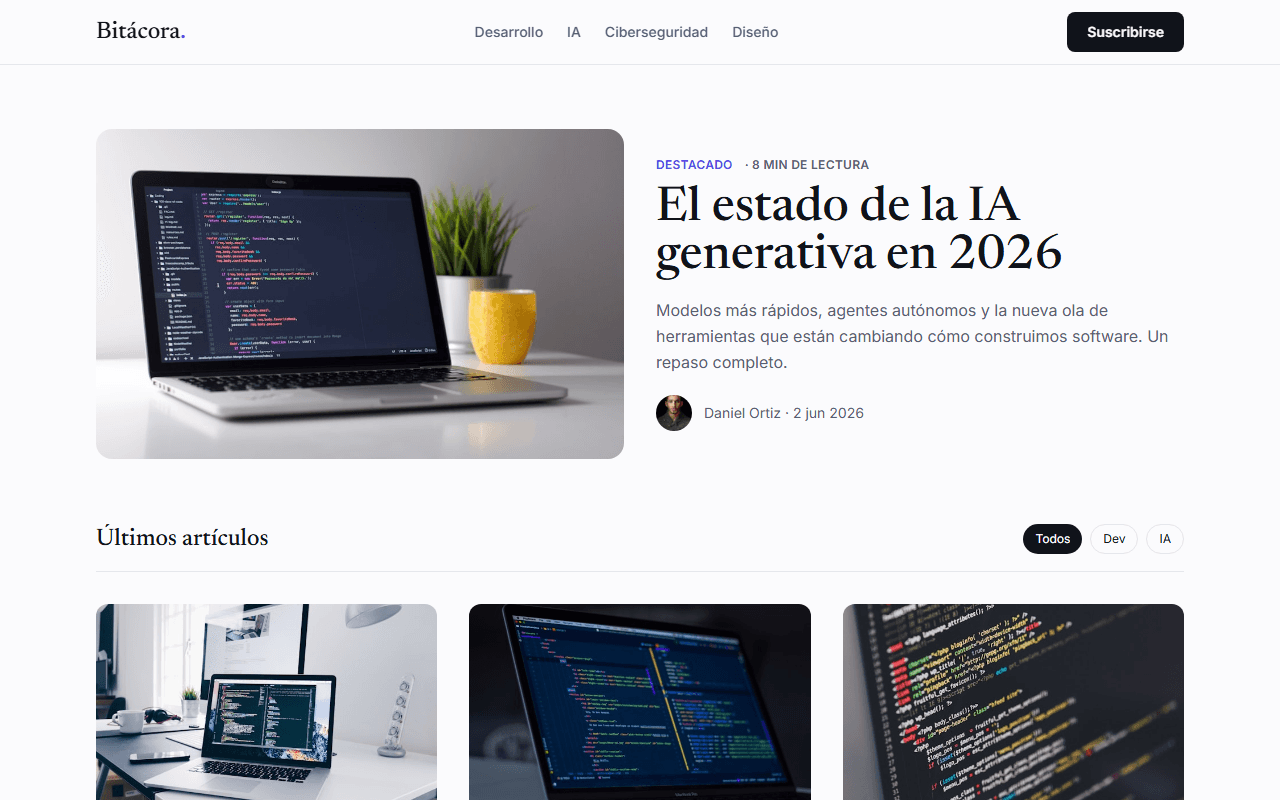 Vista previa de la plantilla Blog Tecnológico — diseño web blog