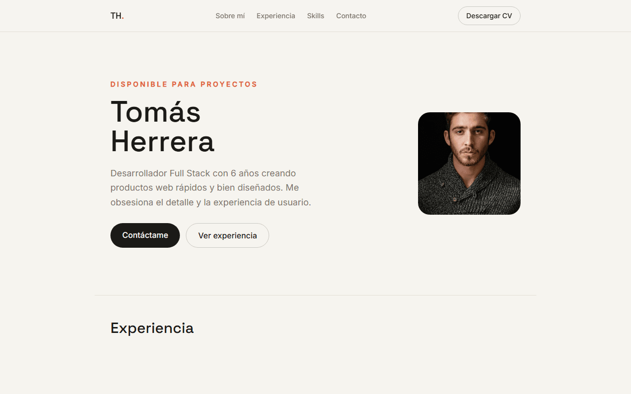 Vista previa de la plantilla CV Personal — diseño web personal