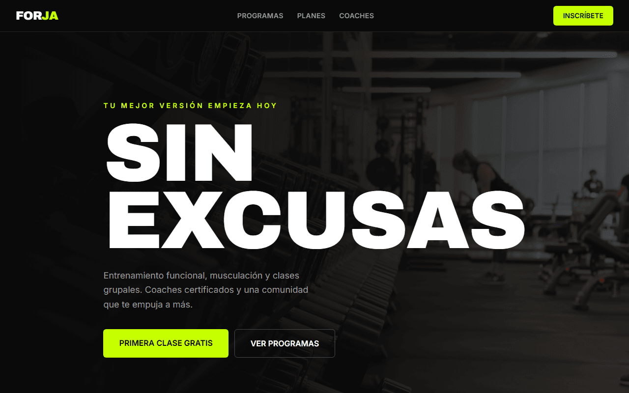 Vista previa de la plantilla Fitness Gym Landing — diseño web landing page