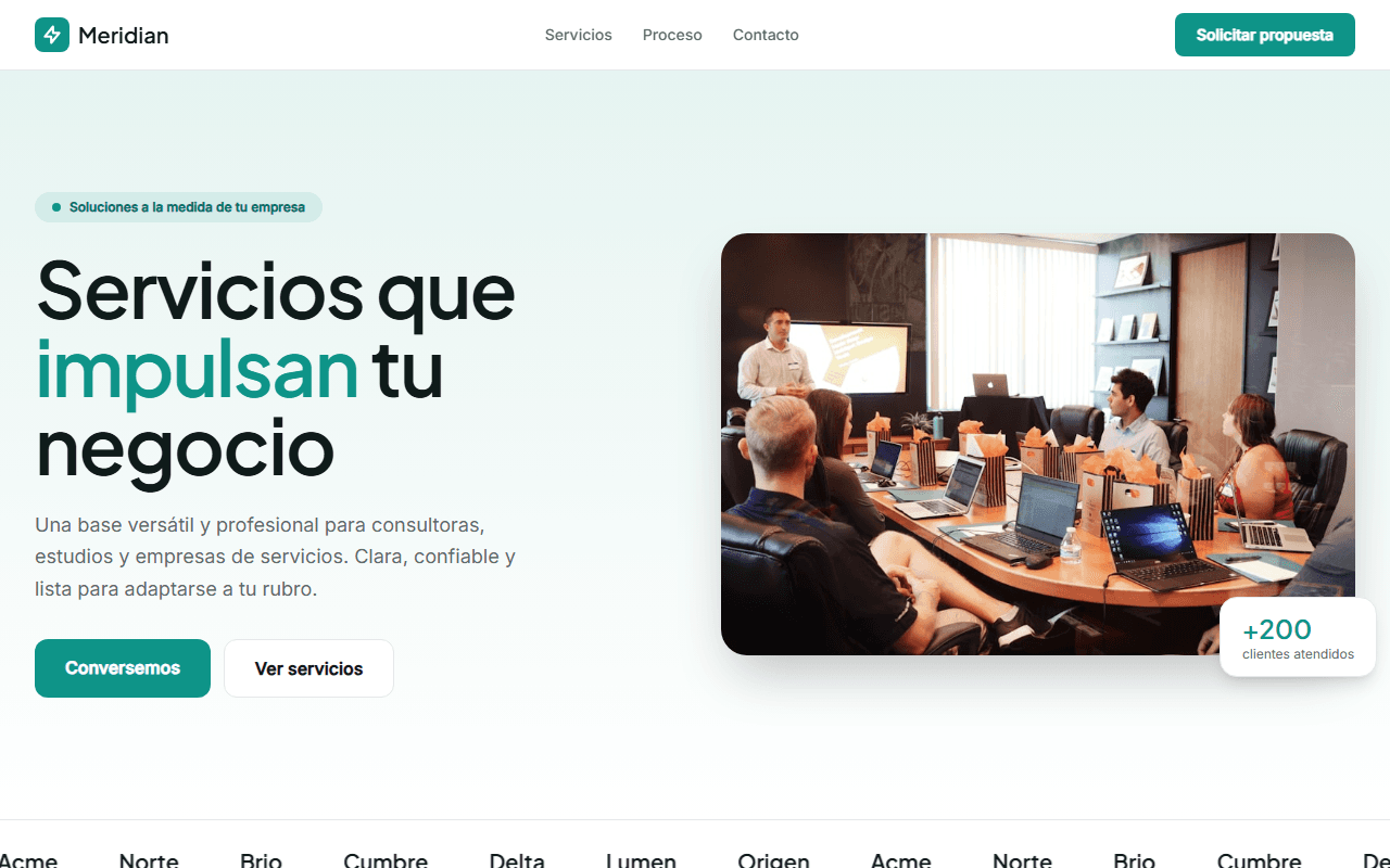 Vista previa de la plantilla Servicios Profesionales — diseño web landing page